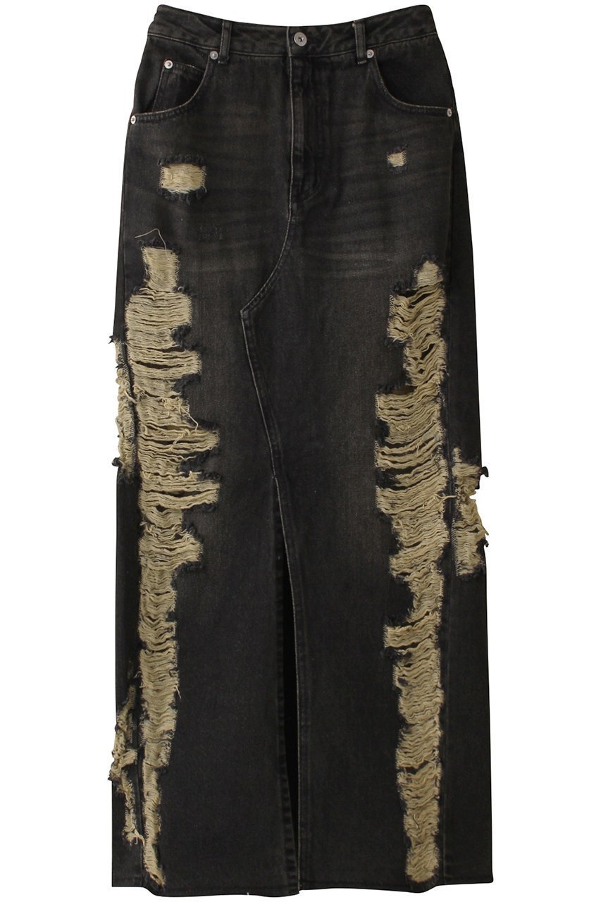 【メゾンスペシャル/MAISON SPECIAL】のHigh Damage Slit Tight Silhouette Skirt/ハイダメージスリットタイトスカート インテリア・キッズ・メンズ・レディースファッション・服の通販 founy(ファニー) 　ファッション　Fashion　レディースファッション　Fashion for Women　スカート　Skirts　ロングスカート　Long Skirts / Maxi & Midi Skirts　クラッシュ　Distressed, Crashed Style　スリット　Slit, Slit Detail　デニム　Denim, Jeans Material　ロング　Long, Long-Length　BLK(ブラック)|ID: prp329100004350319 ipo3291000000032825963