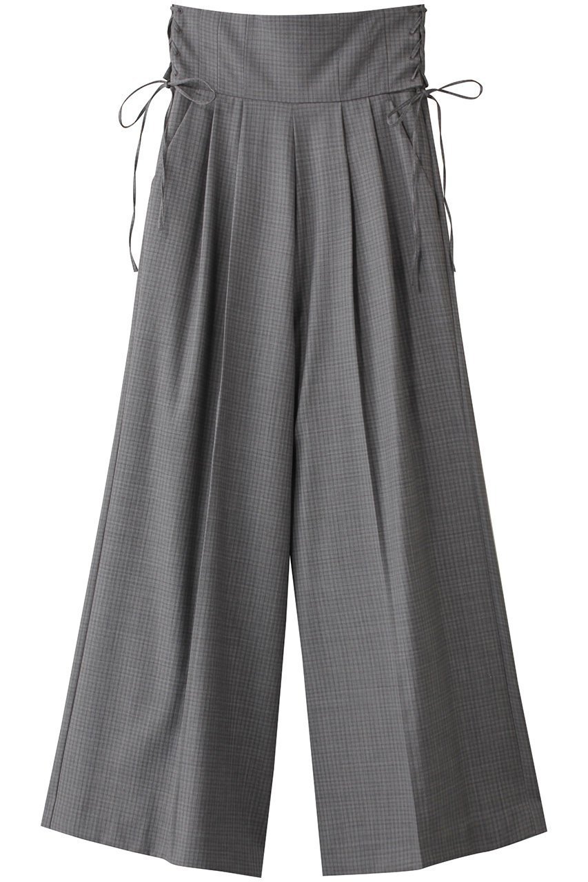 【メゾンスペシャル/MAISON SPECIAL】のHigh Waist Lace Up Wide Silhouette Pants/ハイウエストレースアップワイドパンツ インテリア・キッズ・メンズ・レディースファッション・服の通販 founy(ファニー) 　ファッション　Fashion　レディースファッション　Fashion for Women　パンツ　Pants & Trousers　クラシカル　Classical, Vintage-Inspired　グラデーション　Gradient, Ombre　セットアップ　Set-Up, Coordinated Outfit　チェック　Check, Plaid, Tartan　ドレープ　Drape, Draping Fabric　ワイド　Wide, Wide Fit　エレガント 上品　Elegant　L.GRY(ライトグレー)|ID: prp329100004350324 ipo3291000000032921392