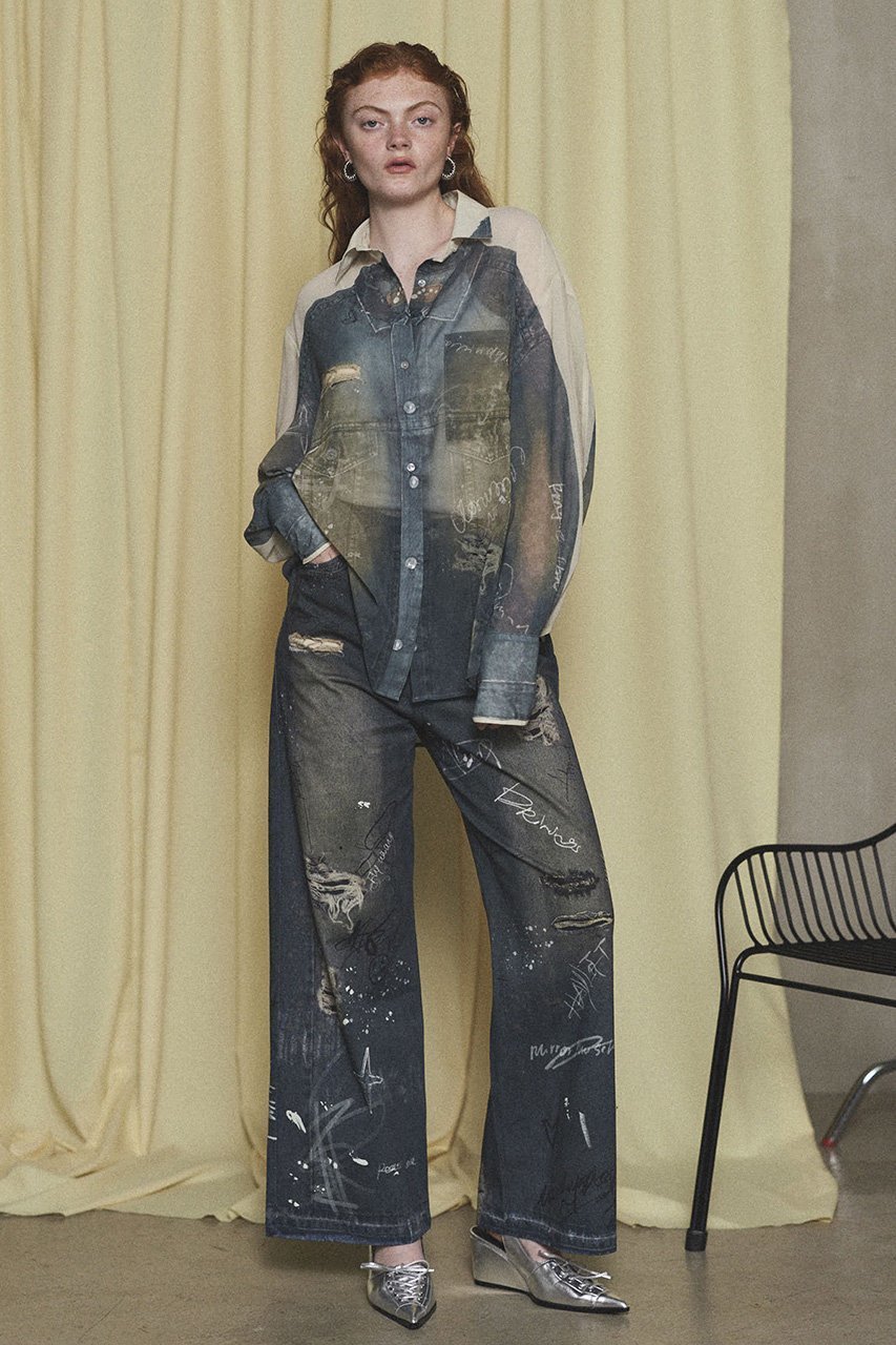【メゾンスペシャル/MAISON SPECIAL】のDenim Print Pants/デニムプリントパンツ 人気、トレンドファッション・服の通販 founy(ファニー) 　ファッション　Fashion　レディースファッション　Fashion for Women　パンツ　Pants & Trousers　シンプル　Simple, Minimal　スタイリッシュ　Stylish, Fashionable　デニム　Denim, Jeans Material　プリント　Print, Printed Pattern　リアル　Real, Realistic　other-6|ID: prp329100004350325 ipo3291000000035419072