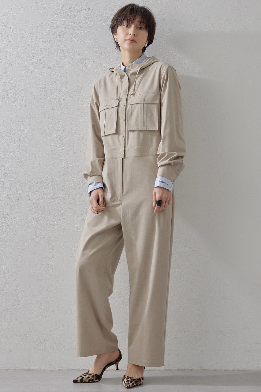 【ウィムガゼット/Whim Gazette】の【THE PAUSE】フーディージャンプスーツ 人気、トレンドファッション・服の通販 founy(ファニー) 　ファッション　Fashion　レディースファッション　Fashion for Women　パンツ　Pants & Trousers　おすすめ　Recommended / Our Picks　カットソー　Cut and Sewn Top　ストレッチ　Stretch, Stretchy Fabric　スーツ　Suit, Formalwear　セットアップ　Set-Up, Coordinated Outfit　フロント　Front, Front Design　ポケット　Pocket, Pocket Detail　エレガント 上品　Elegant　 other-1|ID: prp329100004350343 ipo3291000000032925751