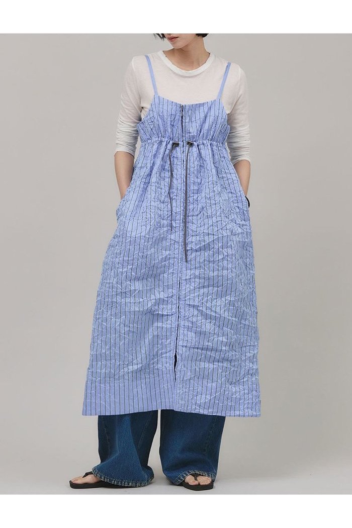 【カレンソロジー/Curensology】の〈C.S.G〉ワッシャーストライプワンピース インテリア・キッズ・メンズ・レディースファッション・服の通販 founy(ファニー) https://founy.com/ ファッション Fashion レディースファッション WOMEN ワンピース Dress チュニック Tunic ストライプ Stripe スポーティ Sporty タフタ Taffeta チュニック Tunic フロント Front ロング Long |ID: prp329100004350346 ipo3291000000030380589