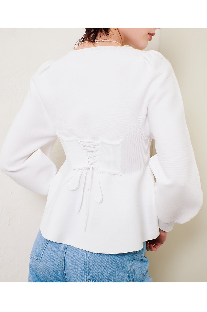 【アルアバイル/allureville】のバックレースアッププルオーバー 人気、トレンドファッション・服の通販 founy(ファニー) 　ファッション　Fashion　レディースファッション　Fashion for Women　トップス・カットソー　Cut & Sew Tops　ニット　Knit Tops & Sweaters　カジュアルプルオーバー・ニットトップス　Pullovers & Knit Tops / Casual Pullovers　デニム　Denim, Jeans Material　フィット　Fit, Slim Fit　フォルム　Silhouette, Form　フレア　Flare, Flared　レース　Lace, Lace Fabric　other-8|ID: prp329100004350349 ipo3291000000032951223