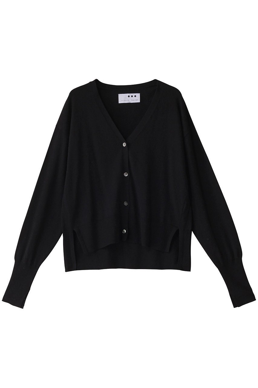 【エリオポール/heliopole】の【THREE DOTS】コットンシルクVカーディガン インテリア・キッズ・メンズ・レディースファッション・服の通販 founy(ファニー) 　ファッション　Fashion　レディースファッション　Fashion for Women　トップス・カットソー　Cut & Sew Tops　ニット　Knit Tops & Sweaters　カーディガン・羽織り　Layered Style Cardigans　カーディガン　Cardigan, Knitwear　シルク　Silk, 100% Silk　シンプル　Simple, Minimal　夏　Summer　春　Spring　S/S・春夏　SS, Spring/Summer, Warm Season　ブラック|ID: prp329100004350352 ipo3291000000032955666