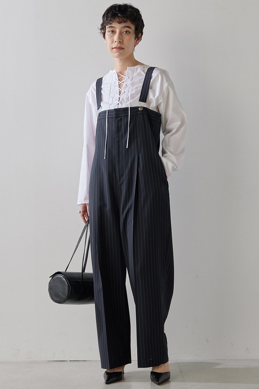 【ウィムガゼット/Whim Gazette】の平織オーバーオール インテリア・キッズ・メンズ・レディースファッション・服の通販 founy(ファニー) 　ファッション　Fashion　レディースファッション　Fashion for Women　パンツ　Pants & Trousers　おすすめ　Recommended / Our Picks　インナー　Innerwear　クール　Cool, Chic　スタイリッシュ　Stylish, Fashionable　ストライプ　Stripe, Striped Pattern　センター　Center, Center Line　エレガント 上品　Elegant　無地　Plain, Solid Color　ネイビー|ID: prp329100004350353 ipo3291000000032932130