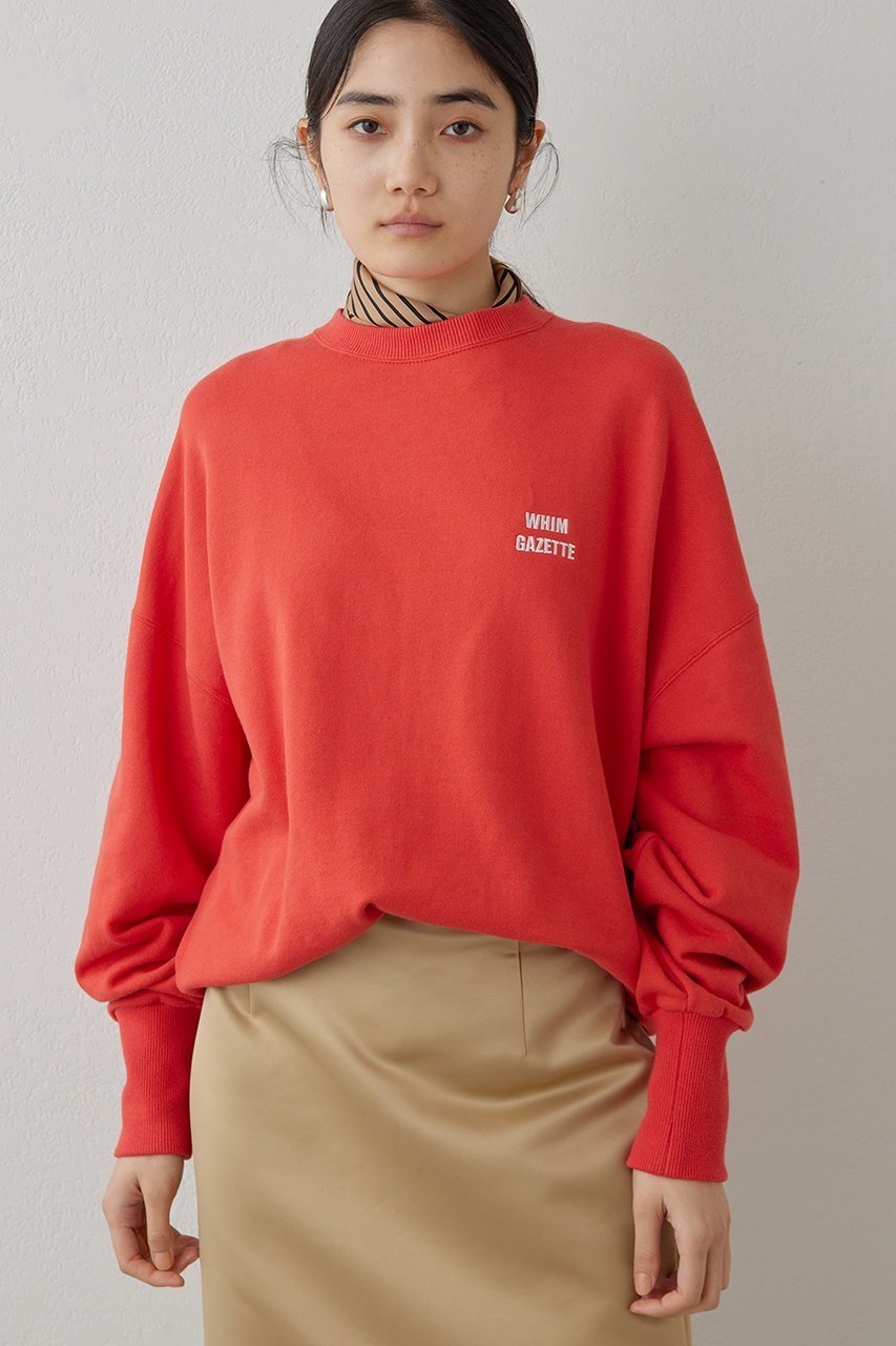 【ウィムガゼット/Whim Gazette】のロゴ刺繍ウラケプルオーバー インテリア・キッズ・メンズ・レディースファッション・服の通販 founy(ファニー) 　ファッション　Fashion　レディースファッション　Fashion for Women　トップス・カットソー　Cut & Sew Tops　シャツ・ブラウス・オフィスカジュアル　Elegant Blouses & Button-Ups　レディースパーカー・カジュアルフーディー　Casual Hoodies & Sweatshirts　ロングTシャツ・Tシャツ　Longline T-Shirts & Tees　カジュアルプルオーバー・ニットトップス　Pullovers & Knit Tops / Casual Pullovers　スウェット・クルーネックトップス　Sweatshirts & Crewnecks / Relaxed Fit Sweat Tops　カットソー・ベーシックTシャツ　Cut-and-Sewn Tops / Stretch Tees & Basics　シンプル　Simple, Minimal　スタンダード　Standard, Basic　バランス　Balance, Style Balance　ブライト　Bright, Shiny　ボトム　Bottoms, Lower Wear　ループ　Loop, Loop Knit　ワイド　Wide, Wide Fit　ワンポイント　One Point, Statement Accent　レッド|ID: prp329100004350354 ipo3291000000032882040