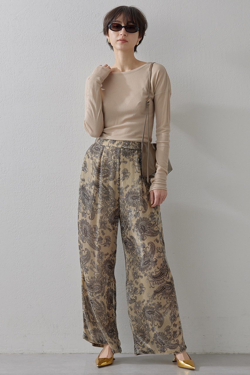 【ウィムガゼット/Whim Gazette】のシルクレーヨンベロアパンツ 人気、トレンドファッション・服の通販 founy(ファニー) 　ファッション　Fashion　レディースファッション　Fashion for Women　パンツ　Pants & Trousers　エレガント 上品　Elegant　シルク　Silk, 100% Silk　シンプル　Simple, Minimal　ドレープ　Drape, Draping Fabric　プリント　Print, Printed Pattern　ベロア　Velour, Soft Velvet　ペイズリー　Paisley, Ethnic Pattern　リラックス　Relax, Relaxed Fit　ワイド　Wide, Wide Fit　 other-1|ID: prp329100004350356 ipo3291000000032922873
