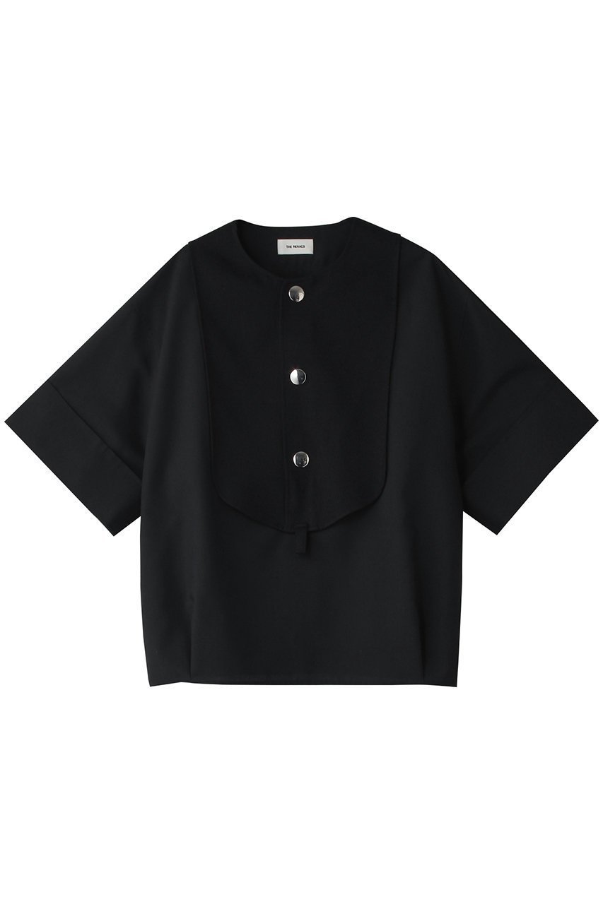 【ザ リラクス/THE RERACS】のショートスリーブビブフロントシャツ 人気、トレンドファッション・服の通販 founy(ファニー) 　ファッション　Fashion　レディースファッション　Fashion for Women　トップス・カットソー　Cut & Sew Tops　シャツ・ブラウス・オフィスカジュアル　Elegant Blouses & Button-Ups　コンパクト　Compact, Small Size　ショート　Short, Short Length　シルバー　Silver, Metallic Silver　スリーブ　Sleeve, Long Sleeve / Short Sleeve　センター　Center, Center Line　バランス　Balance, Style Balance　ワイド　Wide, Wide Fit　ワーク　Workwear, Utility Style　 other-1|ID: prp329100004352099 ipo3291000000032849865