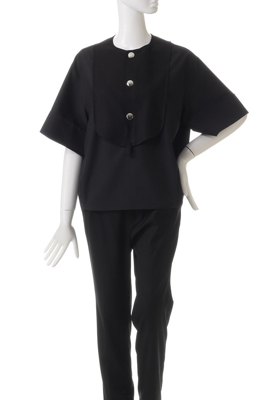 【ザ リラクス/THE RERACS】のショートスリーブビブフロントシャツ 人気、トレンドファッション・服の通販 founy(ファニー) 　ファッション　Fashion　レディースファッション　Fashion for Women　トップス・カットソー　Cut & Sew Tops　シャツ・ブラウス・オフィスカジュアル　Elegant Blouses & Button-Ups　コンパクト　Compact, Small Size　ショート　Short, Short Length　シルバー　Silver, Metallic Silver　スリーブ　Sleeve, Long Sleeve / Short Sleeve　センター　Center, Center Line　バランス　Balance, Style Balance　ワイド　Wide, Wide Fit　ワーク　Workwear, Utility Style　other-2|ID: prp329100004352099 ipo3291000000032849875