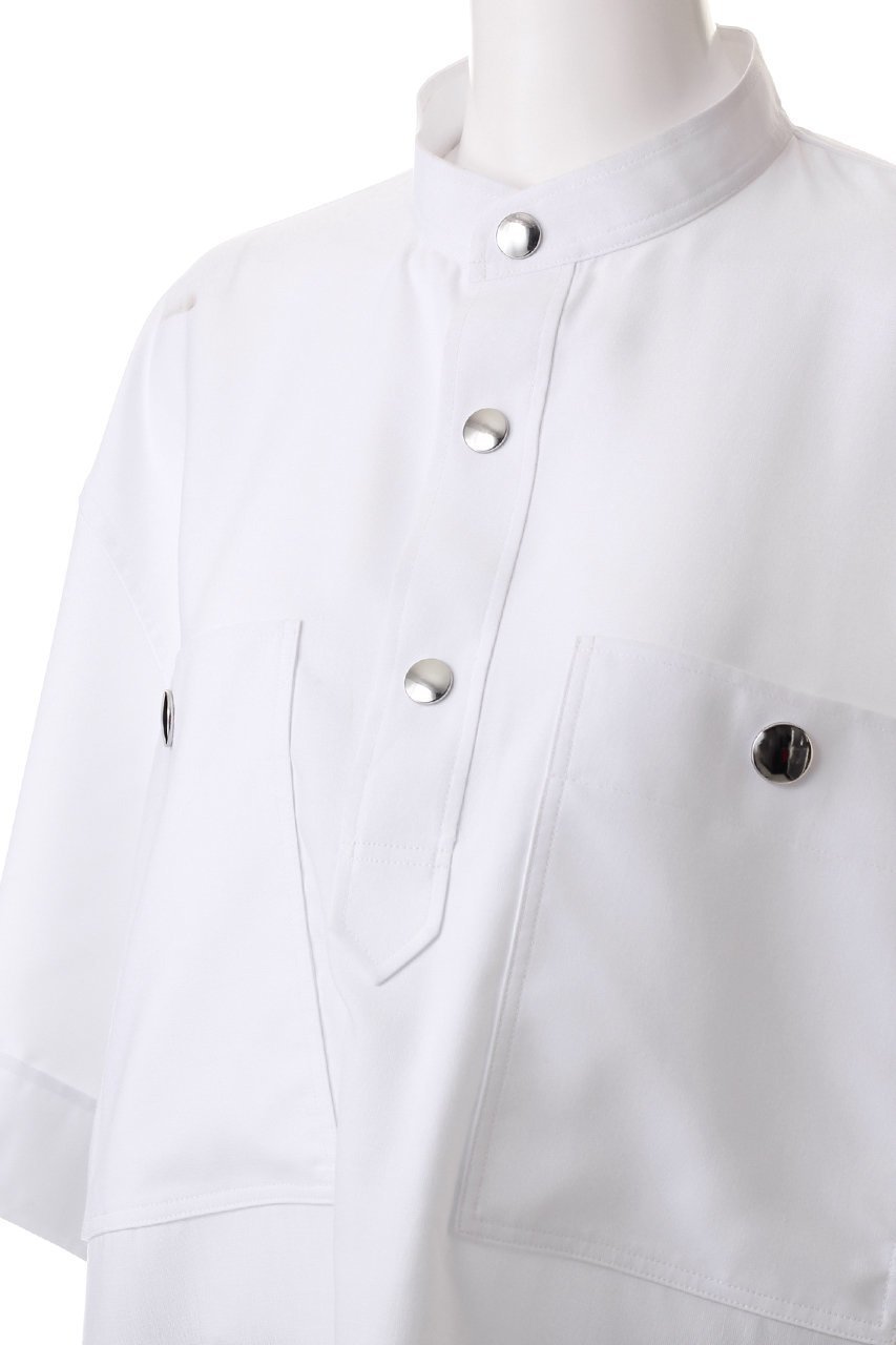 【ザ リラクス/THE RERACS】のショートスリーブバンドカラー US プルオーバーシャツ 人気、トレンドファッション・服の通販 founy(ファニー) 　ファッション　Fashion　レディースファッション　Fashion for Women　トップス・カットソー　Cut & Sew Tops　シャツ・ブラウス・オフィスカジュアル　Elegant Blouses & Button-Ups　カジュアルプルオーバー・ニットトップス　Pullovers & Knit Tops / Casual Pullovers　ショート　Short, Short Length　シルバー　Silver, Metallic Silver　スリット　Slit, Slit Detail　スリーブ　Sleeve, Long Sleeve / Short Sleeve　トレンド　Trend, Trending Now　ポケット　Pocket, Pocket Detail　モダン　Modern, Contemporary　エレガント 上品　Elegant　other-5|ID: prp329100004352101 ipo3291000000032854727