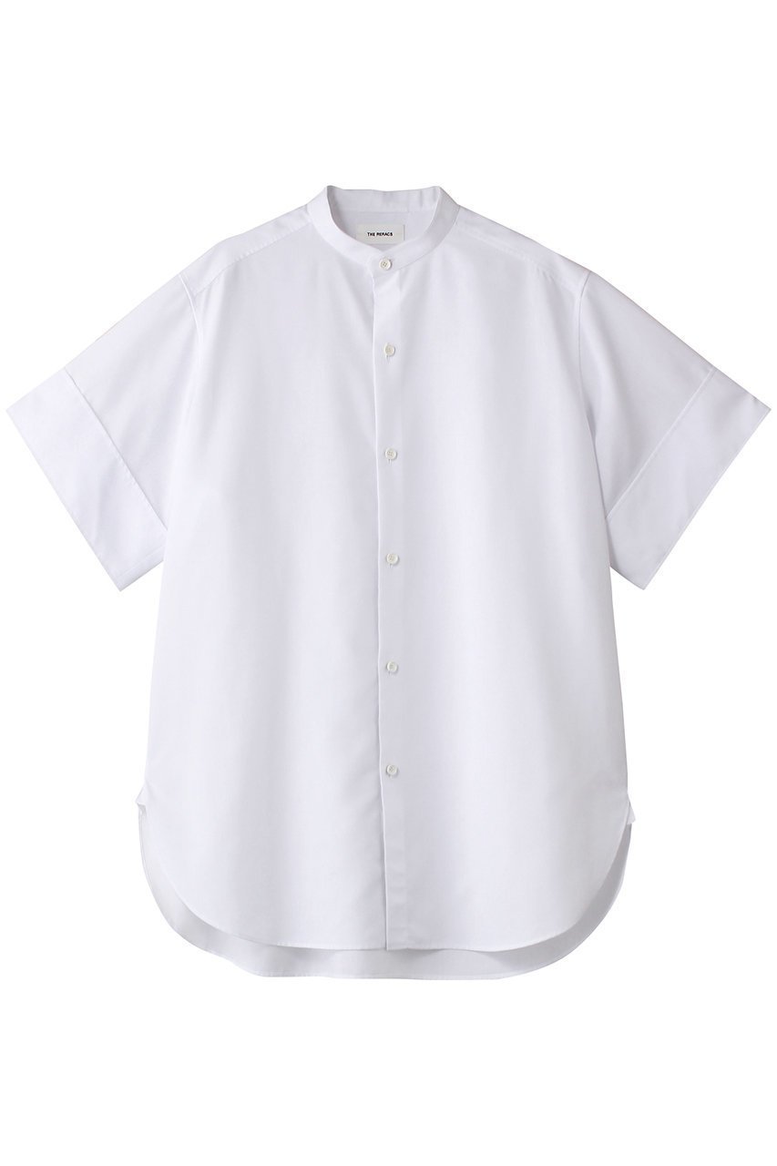 【ザ リラクス/THE RERACS】のショートスリーブバンドカラーシャツ インテリア・キッズ・メンズ・レディースファッション・服の通販 founy(ファニー) ファッション Fashion レディースファッション Fashion for Women トップス・カットソー Cut & Sew Tops シャツ・ブラウス・オフィスカジュアル Elegant Blouses & Button-Ups ショート Short, Short Length シンプル Simple, Minimal スリーブ Sleeve, Long Sleeve / Short Sleeve エレガント 上品 Elegant ホワイト|ID: prp329100004352103 ipo3291000000032847030