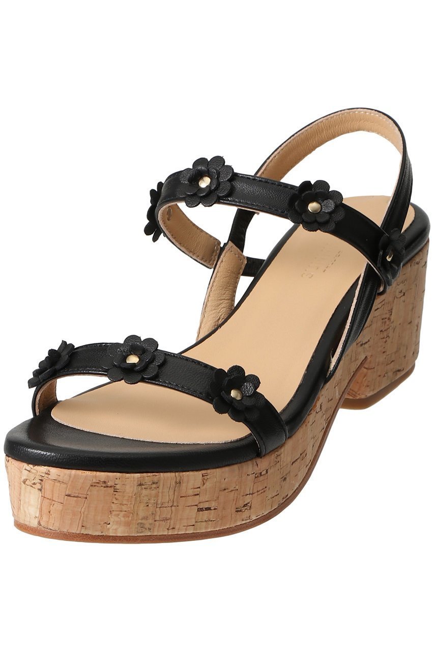 【ペリーコ/PELLICO】の【ELLE SHOP限定】【PELLICO SUNNY】フラワーストラップコルクソールサンダル インテリア・キッズ・メンズ・レディースファッション・服の通販 founy(ファニー) 　ファッション　Fashion　レディースファッション　Fashion for Women　おすすめ　Recommended / Our Picks　サンダル　Sandals, Summer Shoes　デニム　Denim, Jeans Material　フェミニン　Feminine, Girly　フラワー　Flower, Floral　モチーフ　Motif, Design Theme　ラップ　Wrap, Wrap Design　厚底　Platform Shoes　ブラック|ID: prp329100004352110 ipo3291000000034953044