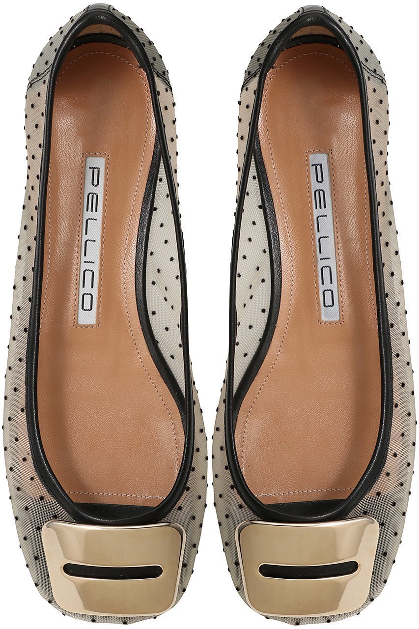 【ペリーコ/PELLICO】のANELLI FIBBIA ドットチュールラウンドトゥフラットシューズ インテリア・キッズ・メンズ・レディースファッション・服の通販 founy(ファニー) 　ファッション　Fashion　レディースファッション　Fashion for Women　シューズ　Shoes, Footwear　チュール　Tulip, Tulip Motif　ドット　Polka Dot, Dot Pattern　フェミニン　Feminine, Girly　フラット　Flat, Flat Shoes　モダン　Modern, Contemporary　ホワイト|ID: prp329100004352119 ipo3291000000032858289
