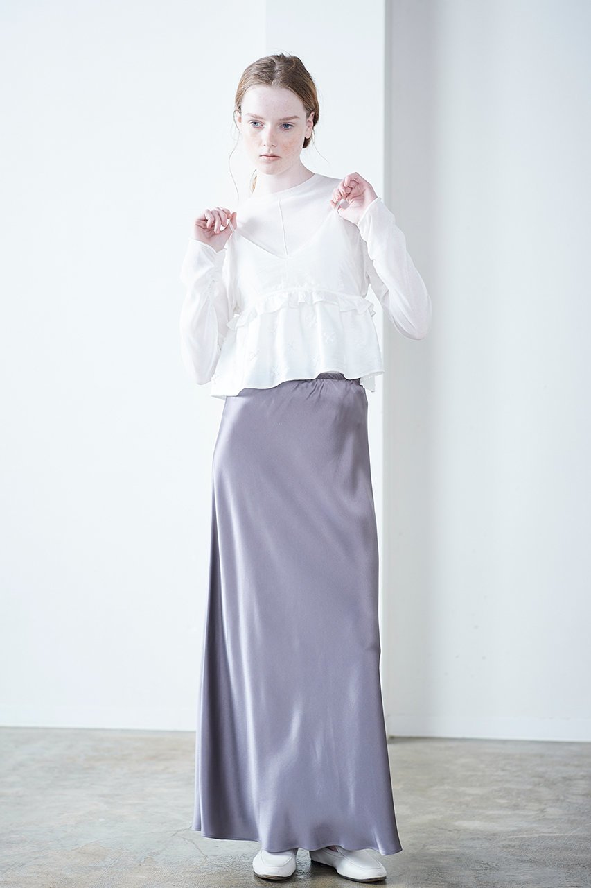 【マリリンムーン/MARILYN MOON】の【SOI-MeME】サテンリュクススカート 人気、トレンドファッション・服の通販 founy(ファニー) 　ファッション　Fashion　レディースファッション　Fashion for Women　スカート　Skirts　ロングスカート　Long Skirts / Maxi & Midi Skirts　サテン　Satin, Glossy Fabric　シンプル　Simple, Minimal　トレンド　Trend, Trending Now　バルーン　Balloon, Balloon Silhouette　フレア　Flare, Flared　リブニット　Rib Knit, Ribbed Knit　リュクス　Luxury, Elegant, High-End, Chic　ロング　Long, Long-Length　other-6|ID: prp329100004352175 ipo3291000000032826052