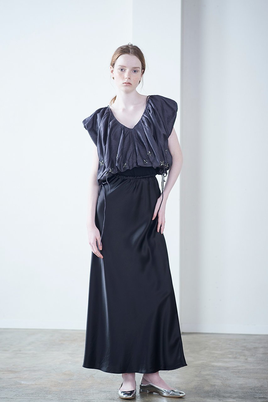 【マリリンムーン/MARILYN MOON】の【SOI-MeME】サテンリュクススカート 人気、トレンドファッション・服の通販 founy(ファニー) 　ファッション　Fashion　レディースファッション　Fashion for Women　スカート　Skirts　ロングスカート　Long Skirts / Maxi & Midi Skirts　サテン　Satin, Glossy Fabric　シンプル　Simple, Minimal　トレンド　Trend, Trending Now　バルーン　Balloon, Balloon Silhouette　フレア　Flare, Flared　リブニット　Rib Knit, Ribbed Knit　リュクス　Luxury, Elegant, High-End, Chic　ロング　Long, Long-Length　other-6|ID: prp329100004352175 ipo3291000000035713955