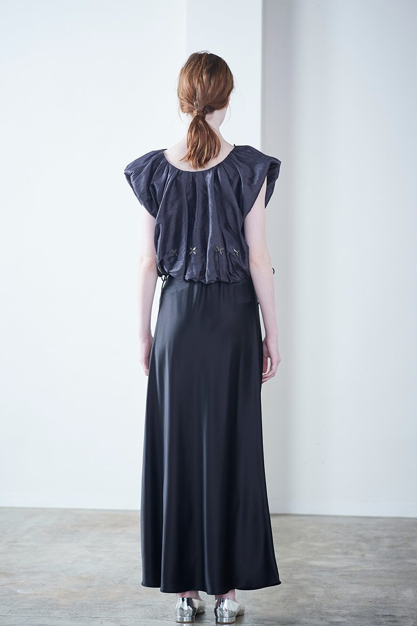 【マリリンムーン/MARILYN MOON】の【SOI-MeME】サテンリュクススカート 人気、トレンドファッション・服の通販 founy(ファニー) 　ファッション　Fashion　レディースファッション　Fashion for Women　スカート　Skirts　ロングスカート　Long Skirts / Maxi & Midi Skirts　サテン　Satin, Glossy Fabric　シンプル　Simple, Minimal　トレンド　Trend, Trending Now　バルーン　Balloon, Balloon Silhouette　フレア　Flare, Flared　リブニット　Rib Knit, Ribbed Knit　リュクス　Luxury, Elegant, High-End, Chic　ロング　Long, Long-Length　other-7|ID: prp329100004352175 ipo3291000000035713956