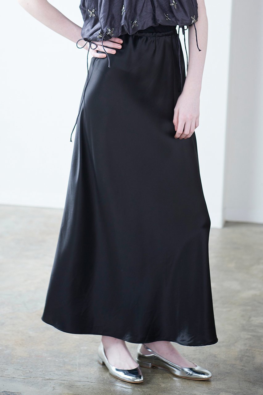 【マリリンムーン/MARILYN MOON】の【SOI-MeME】サテンリュクススカート 人気、トレンドファッション・服の通販 founy(ファニー) 　ファッション　Fashion　レディースファッション　Fashion for Women　スカート　Skirts　ロングスカート　Long Skirts / Maxi & Midi Skirts　サテン　Satin, Glossy Fabric　シンプル　Simple, Minimal　トレンド　Trend, Trending Now　バルーン　Balloon, Balloon Silhouette　フレア　Flare, Flared　リブニット　Rib Knit, Ribbed Knit　リュクス　Luxury, Elegant, High-End, Chic　ロング　Long, Long-Length　other-8|ID: prp329100004352175 ipo3291000000035713957