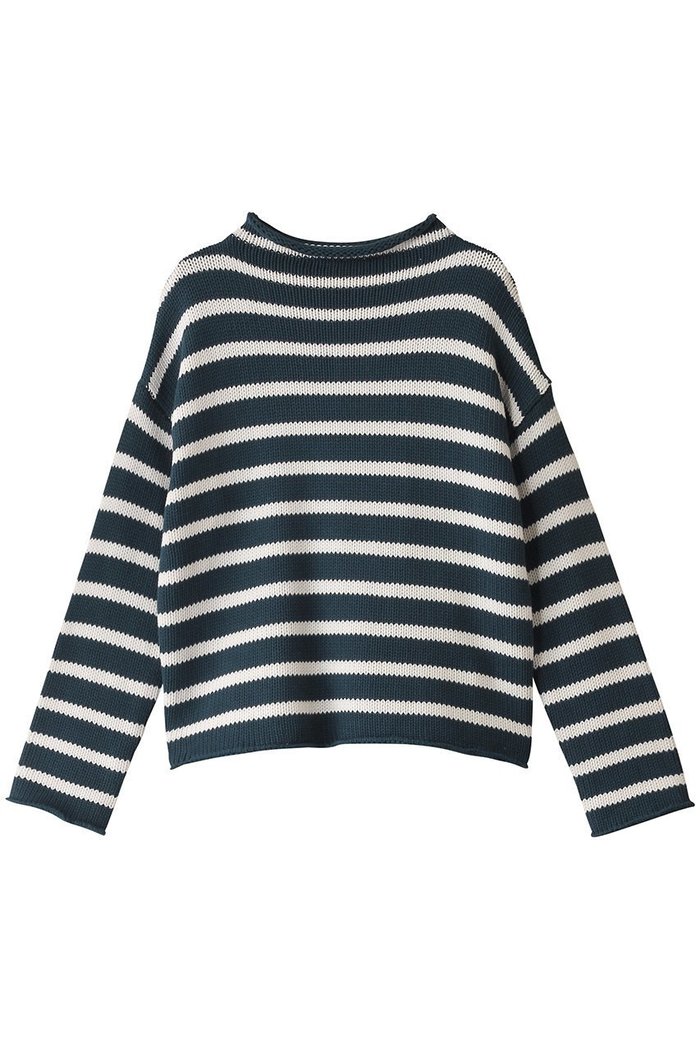 【デミーリー/DEMYLEE】のLAMIS STRIPE コットン モックネックニットプルオーバー インテリア・キッズ・メンズ・レディースファッション・服の通販 founy(ファニー) https://founy.com/ ファッション Fashion レディースファッション Fashion for Women トップス・カットソー Cut & Sew Tops ニット Knit Tops & Sweaters カジュアルプルオーバー・ニットトップス Pullovers & Knit Tops / Casual Pullovers ストライプ Stripe, Striped Pattern センター Center, Center Line デニム Denim, Jeans Material モックネック Mock Neck, Short Turtleneck リラックス Relax, Relaxed Fit エレガント 上品 Elegant 定番 Standard, Basic Item |ID: prp329100004352180 ipo3291000000032946708