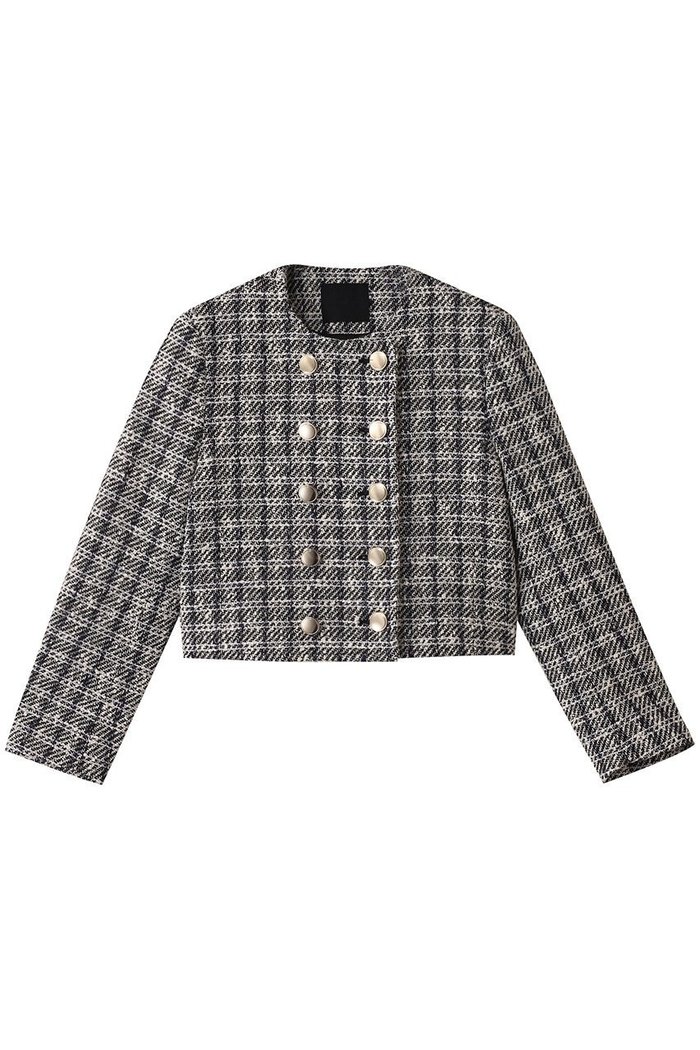 【チノ/CINOH】のBLACK FORMAL ツイードノーカラーショートジャケット インテリア・キッズ・メンズ・レディースファッション・服の通販 founy(ファニー) https://founy.com/ ファッション Fashion レディースファッション WOMEN アウター Coat Outerwear ジャケット Jackets おすすめ Recommend ジャケット Jacket ツイード Tweed デニム Denim パターン Pattern マニッシュ Mannish ワイド Wide 今季 This Season |ID: prp329100004352183 ipo3291000000030393957