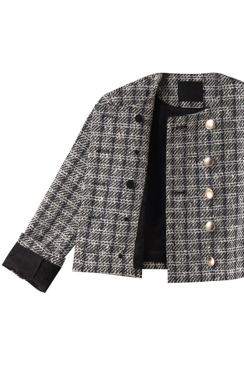 【チノ/CINOH】のBLACK FORMAL ツイードノーカラーショートジャケット 人気、トレンドファッション・服の通販 founy(ファニー) 　ファッション　Fashion　レディースファッション　Fashion for Women　アウター　Coat / Outerwear Collection　レディースジャケット・軽アウター　Jackets　おすすめ　Recommended / Our Picks　ジャケット　Jacket, Outerwear　ツイード　Twill, Twill Weave　デニム　Denim, Jeans Material　パターン　Pattern, Design Print　マニッシュ　Mannish, Boyish　ワイド　Wide, Wide Fit　今季　This Season, Current Season　other-6|ID: prp329100004352183 ipo3291000000032921248