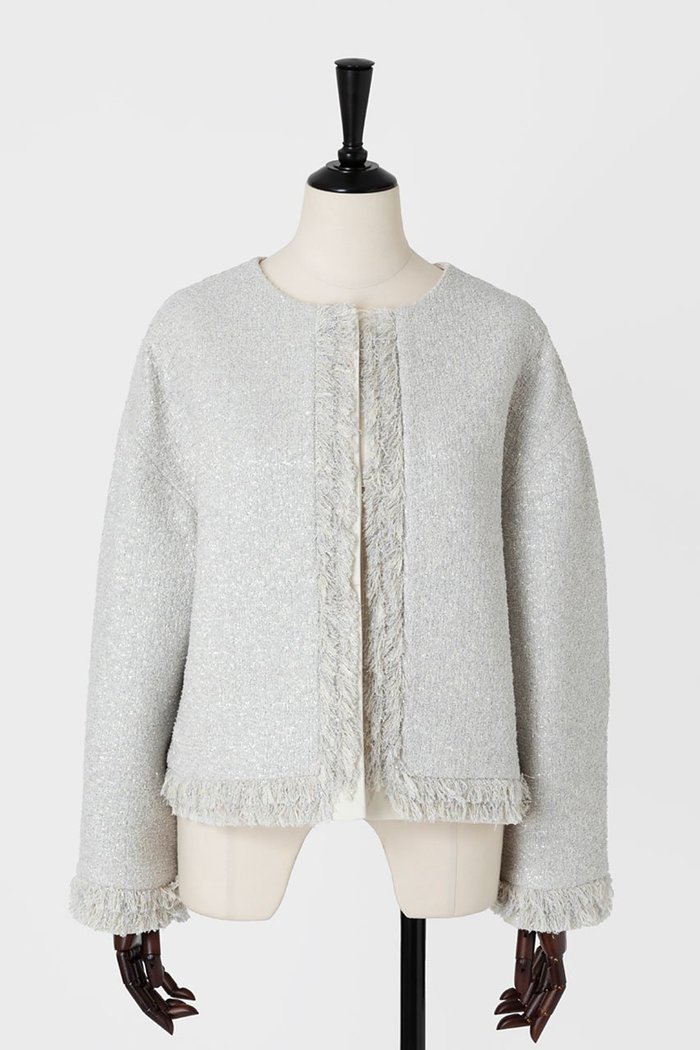【オーヴィル/EAUVIRE】のノーカラージャケット インテリア・キッズ・メンズ・レディースファッション・服の通販 founy(ファニー) https://founy.com/ ファッション Fashion レディースファッション Fashion for Women アウター Coat / Outerwear Collection レディースジャケット・軽アウター Jackets ノーカラージャケット / シンプル上品コーデ Collarless Jackets ジャケット Jacket, Outerwear セットアップ Set-Up, Coordinated Outfit ツイード Twill, Twill Weave フォルム Silhouette, Form フリンジ Fringe, Tassel |ID: prp329100004352195 ipo3291000000032921572