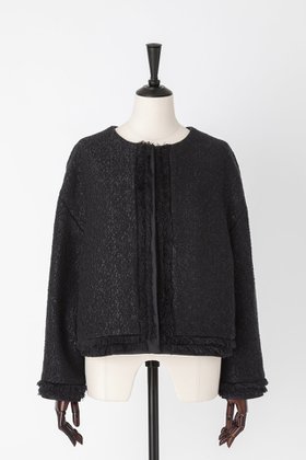 【オーヴィル/EAUVIRE】のノーカラージャケット 人気、トレンドファッション・服の通販 founy(ファニー) ファッション Fashion レディースファッション Ladies' Fashion Online アウター Coat Outerwear ジャケット Jackets ノーカラージャケット No Collar Leather Jackets ジャケット Jacket ツイード Tweed フォルム Form フリンジ Fringe |ID:prp329100004352196