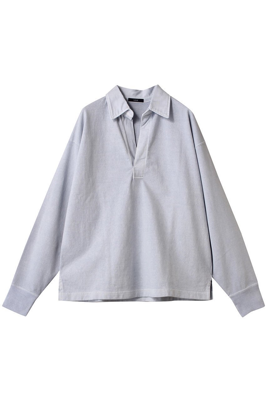 【イレーヴ/YLEVE】のオープンエンドCOTTON PIGMENT DYE スキッパー プルオーバー インテリア・キッズ・メンズ・レディースファッション・服の通販 founy(ファニー) 　ファッション　Fashion　レディースファッション　WOMEN　トップス・カットソー　Tops/Tshirt　シャツ/ブラウス　Shirts/Blouses　ロング / Tシャツ　T-Shirts　プルオーバー　Pullover　カットソー　Cut and Sewn　2025年　2025　2025春夏・S/S　Ss,Spring/Summer,2025　シンプル　Simple　スキッパー　Skipper　スリーブ　Sleeve　ロング　Long　夏　Summer　定番　Standard　春　Spring　S/S・春夏　Ss・Spring/Summer　ブルー|ID: prp329100004352210 ipo3291000000030394044