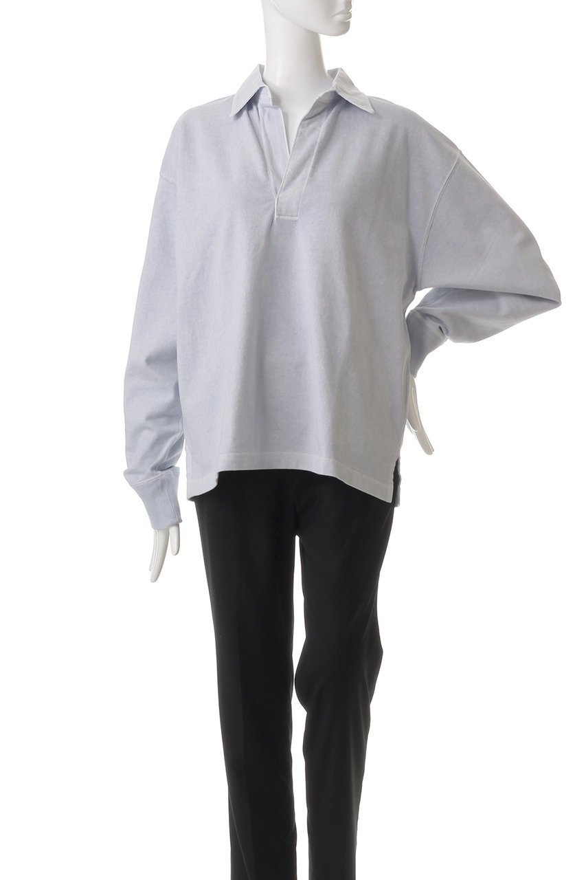 【イレーヴ/YLEVE】のオープンエンドCOTTON PIGMENT DYE スキッパー プルオーバー 人気、トレンドファッション・服の通販 founy(ファニー) 　ファッション　Fashion　レディースファッション　Fashion for Women　トップス・カットソー　Cut & Sew Tops　シャツ・ブラウス・オフィスカジュアル　Elegant Blouses & Button-Ups　ロングTシャツ・Tシャツ　Longline T-Shirts & Tees　カジュアルプルオーバー・ニットトップス　Pullovers & Knit Tops / Casual Pullovers　カットソー・ベーシックTシャツ　Cut-and-Sewn Tops / Stretch Tees & Basics　シンプル　Simple, Minimal　スキッパー　Skipper, Open Collar　スリーブ　Sleeve, Long Sleeve / Short Sleeve　ロング　Long, Long-Length　定番　Standard, Basic Item　other-2|ID: prp329100004352210 ipo3291000000032881709