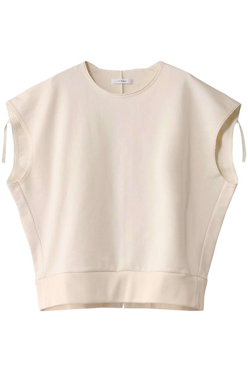 【チノ/CINOH】のHELENE スリーブレススウェットプルオーバー インテリア・キッズ・メンズ・レディースファッション・服の通販 founy(ファニー) 　ファッション　Fashion　レディースファッション　Fashion for Women　トップス・カットソー　Cut & Sew Tops　シャツ・ブラウス・オフィスカジュアル　Elegant Blouses & Button-Ups　レディースパーカー・カジュアルフーディー　Casual Hoodies & Sweatshirts　ロングTシャツ・Tシャツ　Longline T-Shirts & Tees　カジュアルプルオーバー・ニットトップス　Pullovers & Knit Tops / Casual Pullovers　スウェット・クルーネックトップス　Sweatshirts & Crewnecks / Relaxed Fit Sweat Tops　カットソー・ベーシックTシャツ　Cut-and-Sewn Tops / Stretch Tees & Basics　ショート　Short, Short Length　ストライプ　Stripe, Striped Pattern　スリーブ　Sleeve, Long Sleeve / Short Sleeve　アイボリー|ID: prp329100004352213 ipo3291000000032811336