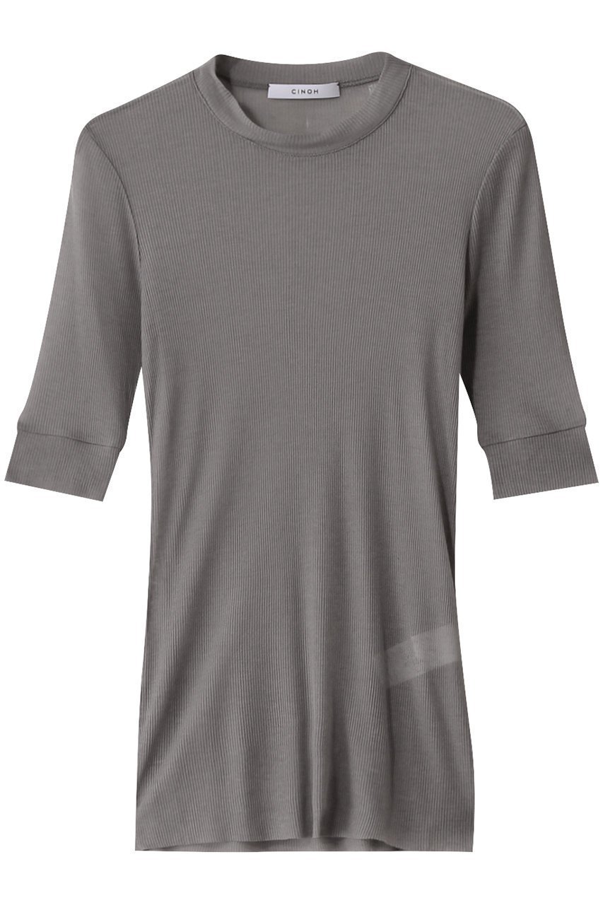 【チノ/CINOH】のテンセルカシミヤリブTシャツ インテリア・キッズ・メンズ・レディースファッション・服の通販 founy(ファニー) 　ファッション　Fashion　レディースファッション　Fashion for Women　トップス・カットソー　Cut & Sew Tops　シャツ・ブラウス・オフィスカジュアル　Elegant Blouses & Button-Ups　ロングTシャツ・Tシャツ　Longline T-Shirts & Tees　カットソー・ベーシックTシャツ　Cut-and-Sewn Tops / Stretch Tees & Basics　シアー　Sheer, See-Through　ショート　Short, Short Length　シルク　Silk, 100% Silk　スリーブ　Sleeve, Long Sleeve / Short Sleeve　テレコ　Ribbed, Rib Stitch　エレガント 上品　Elegant　チャコールグレー|ID: prp329100004352214 ipo3291000000032811345