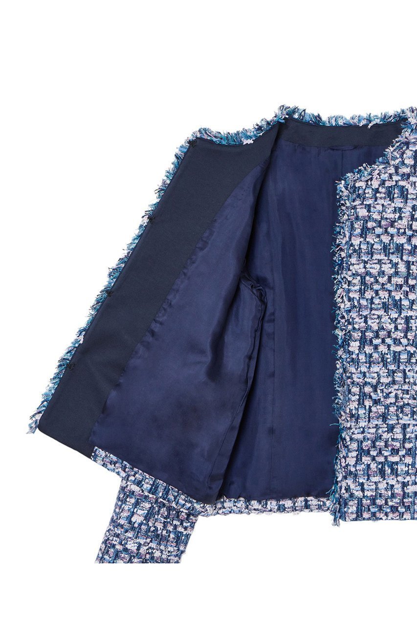 【アナイ/ANAYI】のブルーミックスツイードノーカラージャケット 人気、トレンドファッション・服の通販 founy(ファニー) 　ファッション　Fashion　レディースファッション　WOMEN　アウター　Coat Outerwear　ジャケット　Jackets　ノーカラージャケット　No Collar Leather Jackets　春　Spring　コレクション　Collection　シンプル　Simple　ジャケット　Jacket　スペシャル　Special　セットアップ　Set Up　タイトスカート　Tight Skirt　ツイード　Tweed　フランス　France　おすすめ　Recommend　other-5|ID: prp329100004352221 ipo3291000000031350206