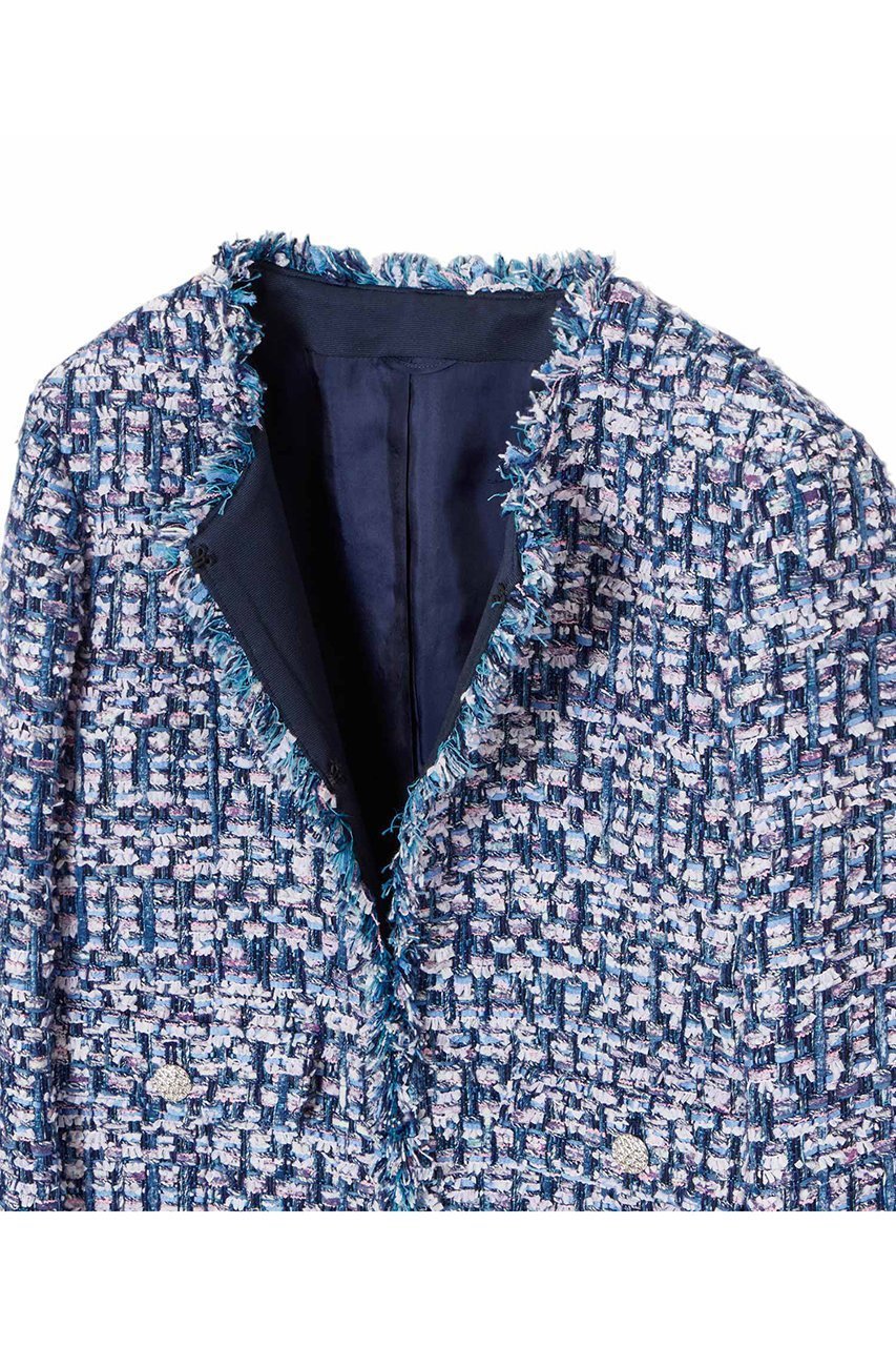 【アナイ/ANAYI】のブルーミックスツイードノーカラージャケット 人気、トレンドファッション・服の通販 founy(ファニー) 　ファッション　Fashion　レディースファッション　Fashion for Women　アウター　Coat / Outerwear Collection　レディースジャケット・軽アウター　Jackets　ノーカラージャケット / シンプル上品コーデ　Collarless Jackets　春　Spring　コレクション　Collection, Seasonal Line　シンプル　Simple, Minimal　ジャケット　Jacket, Outerwear　スペシャル　Special, Limited Edition　セットアップ　Set-Up, Coordinated Outfit　タイトスカート　Pencil Skirt, Tight Skirt　ツイード　Twill, Twill Weave　フランス　France, French　おすすめ　Recommended / Our Picks　other-3|ID: prp329100004352221 ipo3291000000032921134
