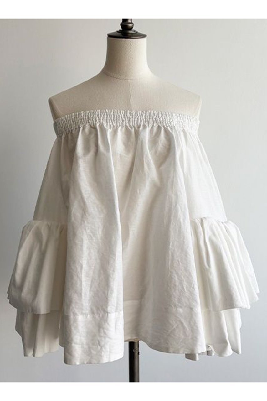 【カオス/Chaos】のフォンダンブラウス インテリア・キッズ・メンズ・レディースファッション・服の通販 founy(ファニー) 　ファッション　Fashion　レディースファッション　WOMEN　トップス・カットソー　Tops/Tshirt　シャツ/ブラウス　Shirts/Blouses　シャーリング　Shirring　スリーブ　Sleeve　ダンガリー　Dungarees　ドロップ　Drop　フリル　Frills　リネン　Linen　リボン　Ribbon　ロング　Long　エレガント 上品　Elegant　アイボリ-|ID: prp329100004352223 ipo3291000000030648545