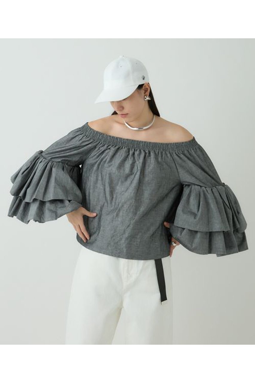 【カオス/Chaos】のフォンダンブラウス 人気、トレンドファッション・服の通販 founy(ファニー) 　ファッション　Fashion　レディースファッション　WOMEN　トップス・カットソー　Tops/Tshirt　シャツ/ブラウス　Shirts/Blouses　シャーリング　Shirring　スリーブ　Sleeve　ダンガリー　Dungarees　ドロップ　Drop　フリル　Frills　リネン　Linen　リボン　Ribbon　ロング　Long　エレガント 上品　Elegant　other-2|ID: prp329100004352223 ipo3291000000031350224