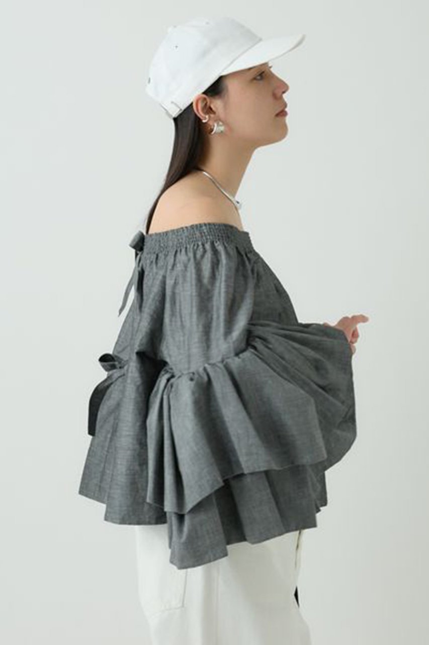 【カオス/Chaos】のフォンダンブラウス 人気、トレンドファッション・服の通販 founy(ファニー) 　ファッション　Fashion　レディースファッション　WOMEN　トップス・カットソー　Tops/Tshirt　シャツ/ブラウス　Shirts/Blouses　シャーリング　Shirring　スリーブ　Sleeve　ダンガリー　Dungarees　ドロップ　Drop　フリル　Frills　リネン　Linen　リボン　Ribbon　ロング　Long　エレガント 上品　Elegant　other-3|ID: prp329100004352223 ipo3291000000031350226