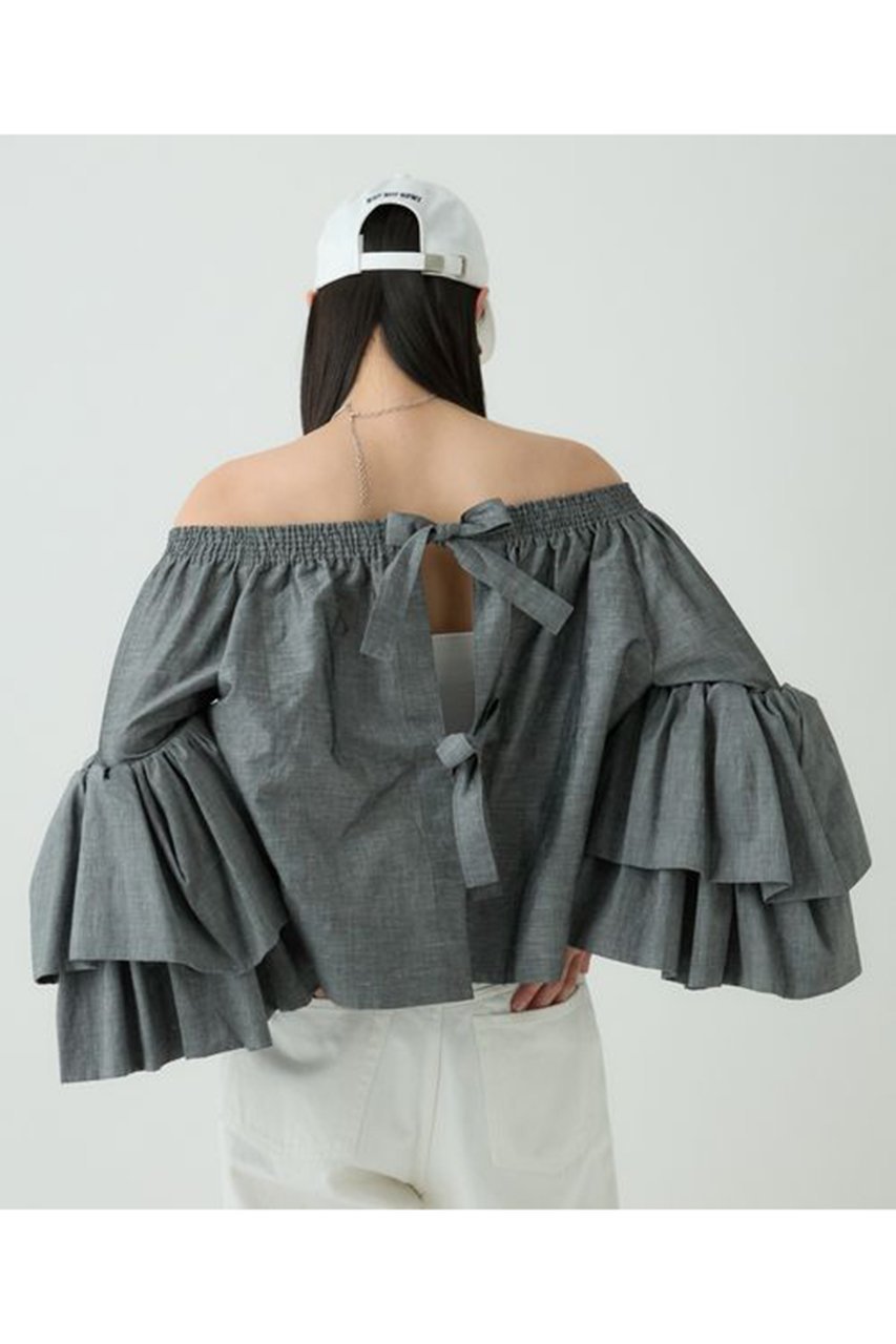 【カオス/Chaos】のフォンダンブラウス 人気、トレンドファッション・服の通販 founy(ファニー) 　ファッション　Fashion　レディースファッション　WOMEN　トップス・カットソー　Tops/Tshirt　シャツ/ブラウス　Shirts/Blouses　シャーリング　Shirring　スリーブ　Sleeve　ダンガリー　Dungarees　ドロップ　Drop　フリル　Frills　リネン　Linen　リボン　Ribbon　ロング　Long　エレガント 上品　Elegant　other-4|ID: prp329100004352223 ipo3291000000031350227