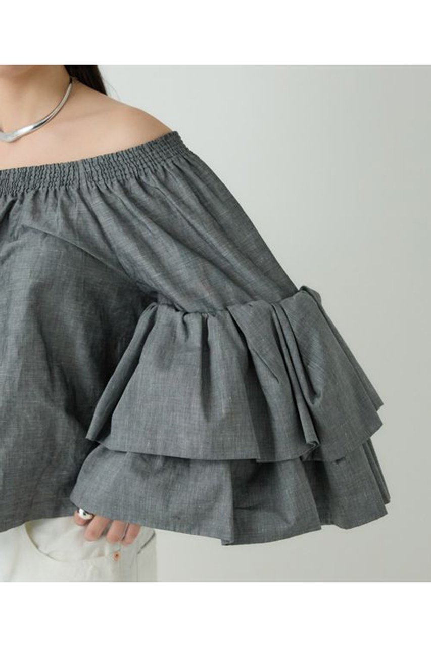 【カオス/Chaos】のフォンダンブラウス 人気、トレンドファッション・服の通販 founy(ファニー) 　ファッション　Fashion　レディースファッション　WOMEN　トップス・カットソー　Tops/Tshirt　シャツ/ブラウス　Shirts/Blouses　シャーリング　Shirring　スリーブ　Sleeve　ダンガリー　Dungarees　ドロップ　Drop　フリル　Frills　リネン　Linen　リボン　Ribbon　ロング　Long　エレガント 上品　Elegant　other-7|ID: prp329100004352223 ipo3291000000031350233