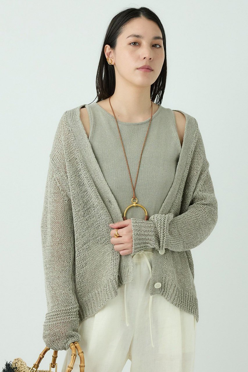 【カオス/Chaos】のピールコットンニットセット インテリア・キッズ・メンズ・レディースファッション・服の通販 founy(ファニー) 　ファッション　Fashion　レディースファッション　WOMEN　トップス・カットソー　Tops/Tshirt　ニット　Knit Tops　カーディガン　Cardigans　カーディガン　Cardigan　タンク　Tank　再入荷　Restock/Back In Stock/Re Arrival　夏　Summer　ライトグレー|ID: prp329100004352228 ipo3291000000031778683
