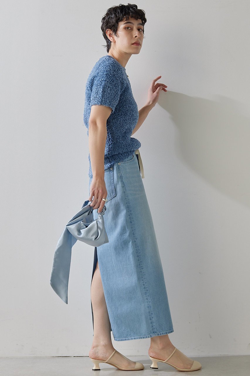 【ウィムガゼット/Whim Gazette】のドロストデニムスカート 人気、トレンドファッション・服の通販 founy(ファニー) 　ファッション　Fashion　レディースファッション　Fashion for Women　スカート　Skirts　デニムスカート・カジュアルスカート　Denim Skirts　ロングスカート　Long Skirts / Maxi & Midi Skirts　おすすめ　Recommended / Our Picks　ウォッシュ　Washed Finish　カットソー　Cut and Sewn Top　ガーリー　Girly, Feminine Style　シンプル　Simple, Minimal　スリット　Slit, Slit Detail　ダメージ　Distressed, Destroyed　ツイル　Twist, Twisted Detail　デニム　Denim, Jeans Material　フェミニン　Feminine, Girly　ロング　Long, Long-Length　ヴィンテージ　Vintage Style　other-5|ID: prp329100004352243 ipo3291000000032847628