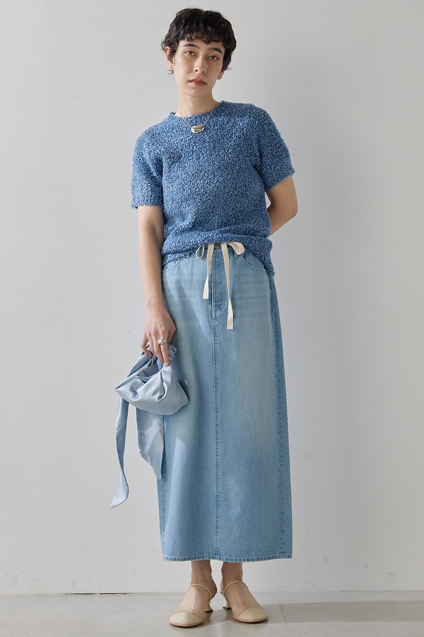 【ウィムガゼット/Whim Gazette】のドロストデニムスカート 人気、トレンドファッション・服の通販 founy(ファニー) 　ファッション　Fashion　レディースファッション　Fashion for Women　スカート　Skirts　デニムスカート・カジュアルスカート　Denim Skirts　ロングスカート　Long Skirts / Maxi & Midi Skirts　おすすめ　Recommended / Our Picks　ウォッシュ　Washed Finish　カットソー　Cut and Sewn Top　ガーリー　Girly, Feminine Style　シンプル　Simple, Minimal　スリット　Slit, Slit Detail　ダメージ　Distressed, Destroyed　ツイル　Twist, Twisted Detail　デニム　Denim, Jeans Material　フェミニン　Feminine, Girly　ロング　Long, Long-Length　ヴィンテージ　Vintage Style　other-6|ID: prp329100004352243 ipo3291000000032847634