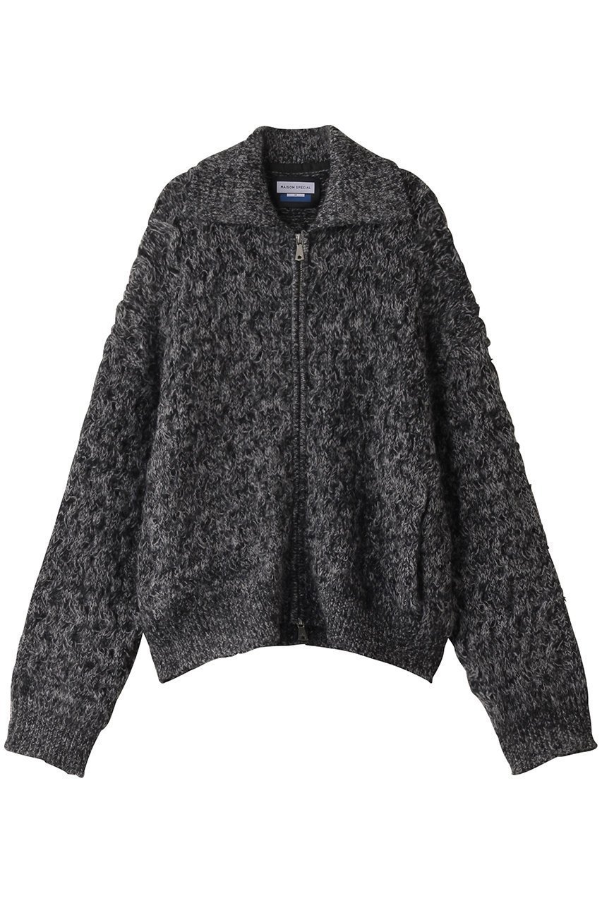 【メゾンスペシャル/MAISON SPECIAL】の【UNISEX】モヘアプレーティングケーブルニットジップブルゾン インテリア・キッズ・メンズ・レディースファッション・服の通販 founy(ファニー) 　ファッション　Fashion　レディースファッション　Fashion for Women　アウター　Coat / Outerwear Collection　レディースジャケット・軽アウター　Jackets　ブルゾンジャケット・スポーティアウター　Blouson Jackets　ユニセックス　Unisex, Genderless　ジップアップ　Zip-Up, Full Zip　ジャケット　Jacket, Outerwear　ブルゾン　Blouson, Bomber Jacket　リラックス　Relax, Relaxed Fit　BLK(ブラック)|ID: prp329100004352251 ipo3291000000035654388