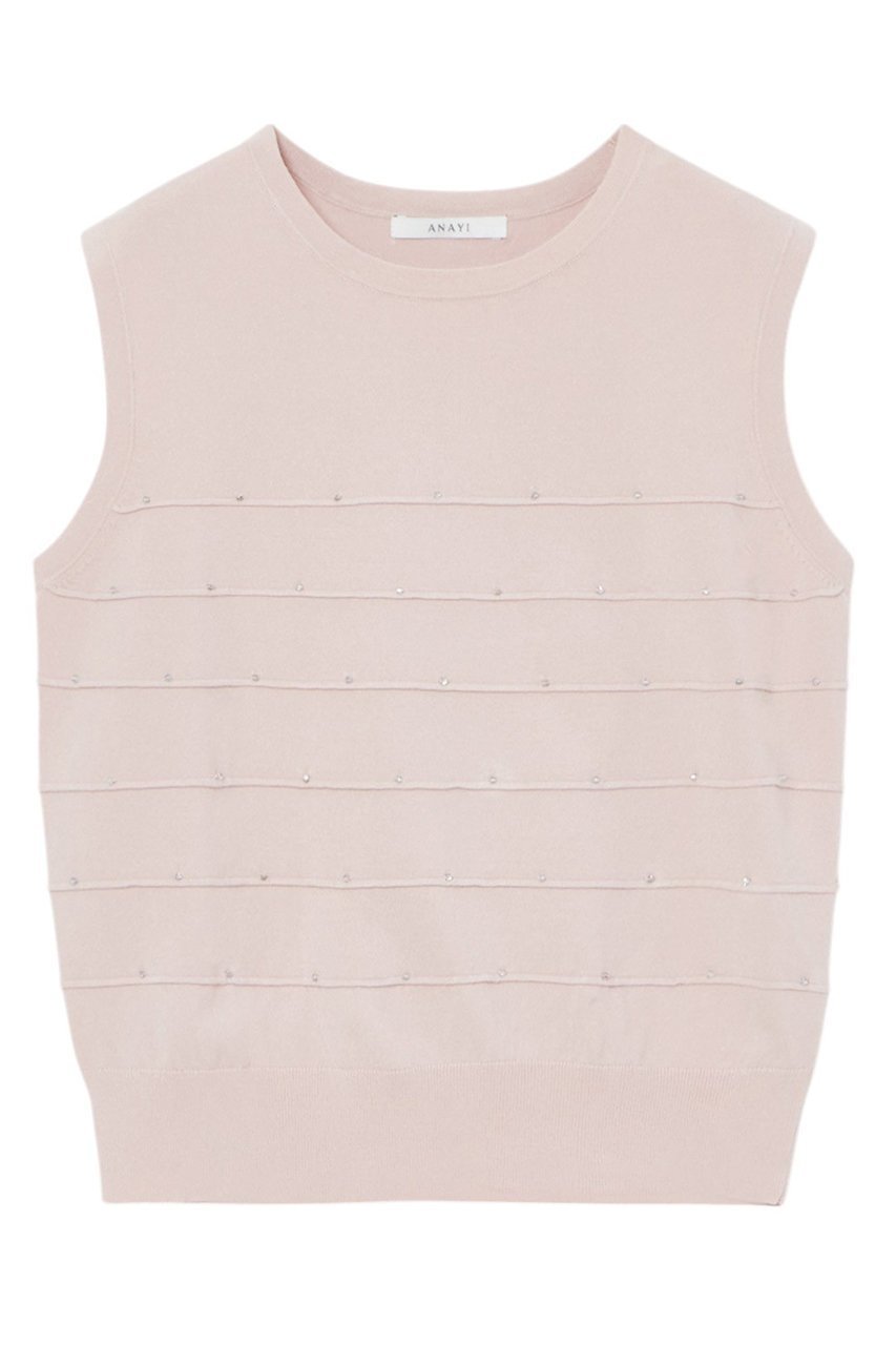 【アナイ/ANAYI】のビーズタックプルオーバー インテリア・キッズ・メンズ・レディースファッション・服の通販 founy(ファニー) 　ファッション　Fashion　レディースファッション　Fashion for Women　トップス・カットソー　Cut & Sew Tops　ニット　Knit Tops & Sweaters　カジュアルプルオーバー・ニットトップス　Pullovers & Knit Tops / Casual Pullovers　おすすめ　Recommended / Our Picks　アンサンブル　Ensemble Set　カーディガン　Cardigan, Knitwear　ノースリーブ　Sleeveless, No-Sleeve　ボーダー　Border, Stripe　メタル　Metal, Metal Parts　エレガント 上品　Elegant　再入荷　Restock / Back in Stock　ピンク|ID: prp329100004352253 ipo3291000000035053443