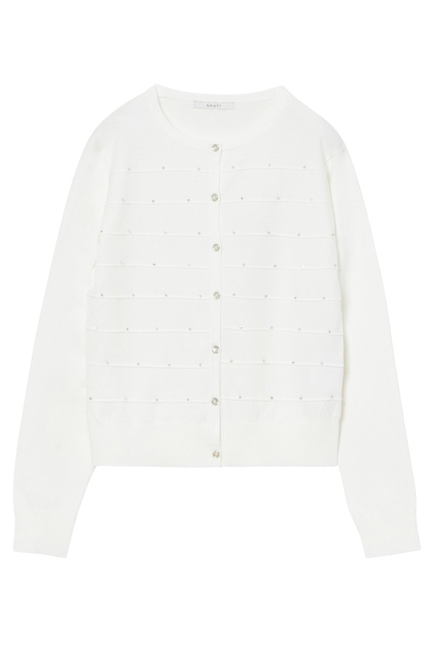 【アナイ/ANAYI】のビーズタックカーディガン 人気、トレンドファッション・服の通販 founy(ファニー) 　ファッション　Fashion　レディースファッション　Fashion for Women　トップス・カットソー　Cut & Sew Tops　ニット　Knit Tops & Sweaters　カーディガン・羽織り　Layered Style Cardigans　おすすめ　Recommended / Our Picks　アンサンブル　Ensemble Set　カーディガン　Cardigan, Knitwear　コンパクト　Compact, Small Size　ノースリーブ　Sleeveless, No-Sleeve　ボーダー　Border, Stripe　メタル　Metal, Metal Parts　エレガント 上品　Elegant　 other-1|ID: prp329100004352254 ipo3291000000032953979