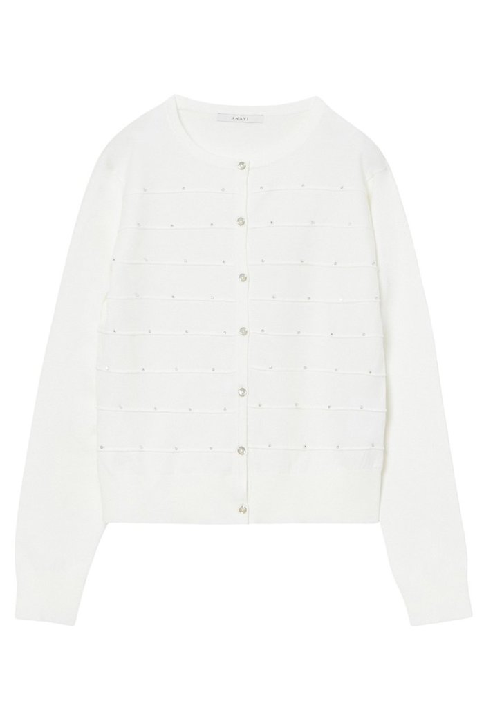 【アナイ/ANAYI】のビーズタックカーディガン インテリア・キッズ・メンズ・レディースファッション・服の通販 founy(ファニー) https://founy.com/ ファッション Fashion レディースファッション Fashion for Women トップス・カットソー Cut & Sew Tops ニット Knit Tops & Sweaters カーディガン・羽織り Layered Style Cardigans おすすめ Recommended / Our Picks アンサンブル Ensemble Set カーディガン Cardigan, Knitwear コンパクト Compact, Small Size ノースリーブ Sleeveless, No-Sleeve ボーダー Border, Stripe メタル Metal, Metal Parts エレガント 上品 Elegant |ID: prp329100004352254 ipo3291000000035058480