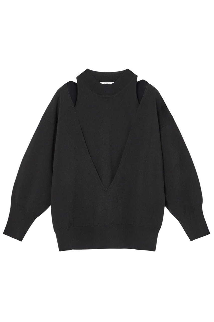【アナイ/ANAYI】のハイネックレイヤープルオーバー インテリア・キッズ・メンズ・レディースファッション・服の通販 founy(ファニー) 　ファッション　Fashion　レディースファッション　Fashion for Women　トップス・カットソー　Cut & Sew Tops　ニット　Knit Tops & Sweaters　カジュアルプルオーバー・ニットトップス　Pullovers & Knit Tops / Casual Pullovers　アメリカン　American Style　エレガント 上品　Elegant　シンプル　Simple, Minimal　ストレッチ　Stretch, Stretchy Fabric　スリーブ　Sleeve, Long Sleeve / Short Sleeve　ハイネック　High Neck, Mock Neck　ベーシック　Basic, Essential　ブラック|ID: prp329100004352255 ipo3291000000032938175