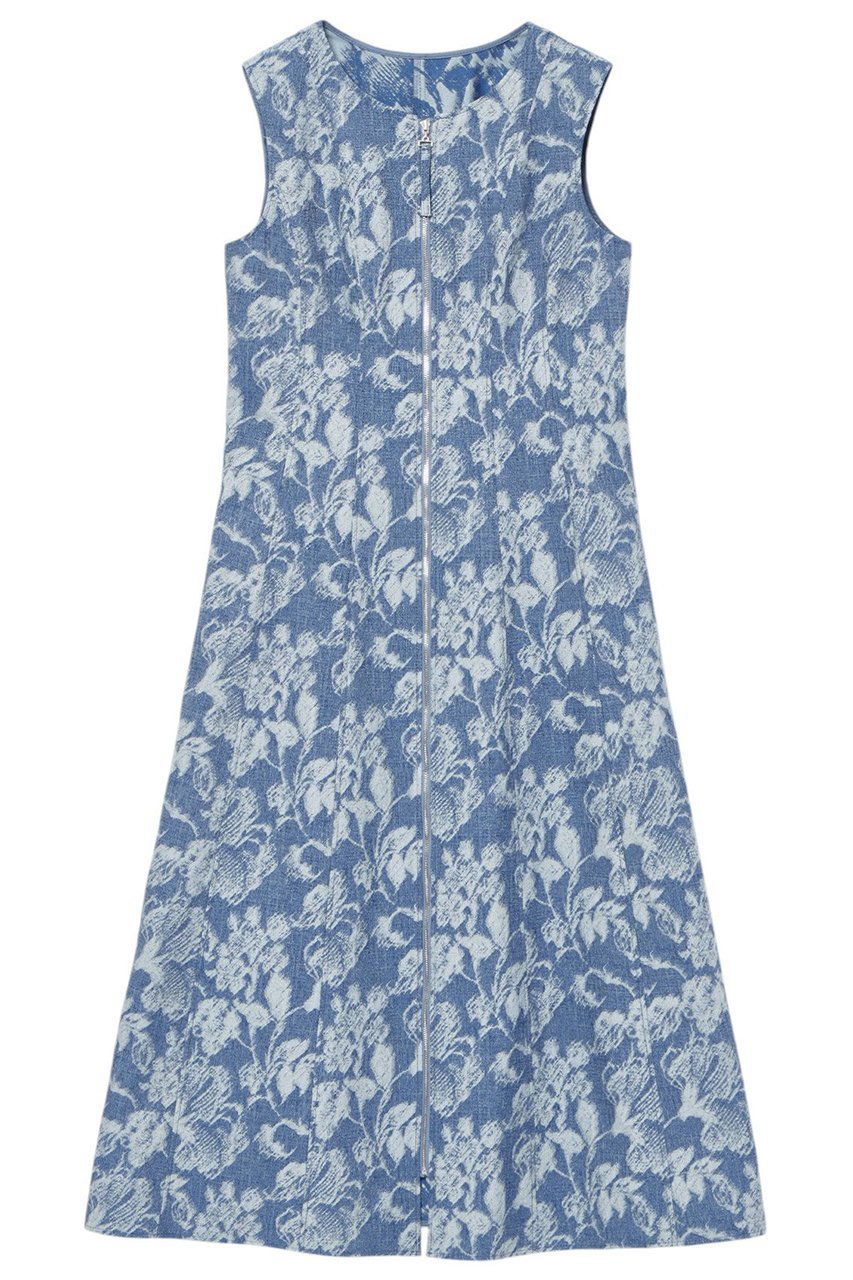 【アナイ/ANAYI】のデニムフラワージャガードフレアワンピース インテリア・キッズ・メンズ・レディースファッション・服の通販 founy(ファニー) 　ファッション　Fashion　レディースファッション　Fashion for Women　ワンピース　Dresses　チュニック　Tunic Tops & Dresses　ジャカード／ジャガード　Jacquard, Woven Pattern　チュニック　Tunic, Long Top　デニム　Denim, Jeans Material　フロント　Front, Front Design　ミックス　Mix, Mixed Style　ロング　Long, Long-Length　エレガント 上品　Elegant　再入荷　Restock / Back in Stock　ブルー|ID: prp329100004353709 ipo3291000000035052868