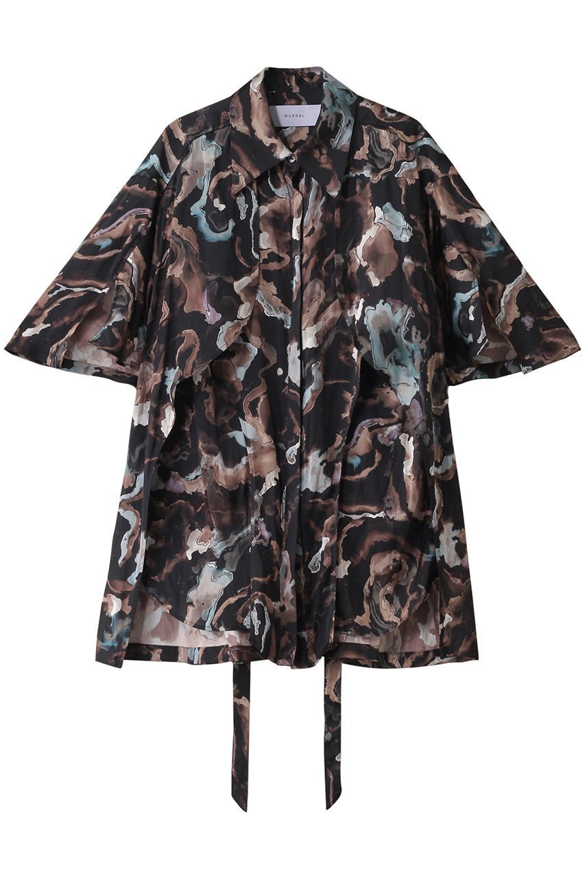 【ミューラル/MURRAL】のDipsacus シャツ インテリア・キッズ・メンズ・レディースファッション・服の通販 founy(ファニー) 　ファッション　Fashion　レディースファッション　Fashion for Women　トップス・カットソー　Cut & Sew Tops　シャツ・ブラウス・オフィスカジュアル　Elegant Blouses & Button-Ups　おすすめ　Recommended / Our Picks　カッティング　Cutting Detail　グラフィック　Graphic, Graphic Design　ショート　Short, Short Length　スリーブ　Sleeve, Long Sleeve / Short Sleeve　チュニック　Tunic, Long Top　フォルム　Silhouette, Form　フロント　Front, Front Design　ボトム　Bottoms, Lower Wear　リラックス　Relax, Relaxed Fit　ブラック|ID: prp329100004353730 ipo3291000000032872802