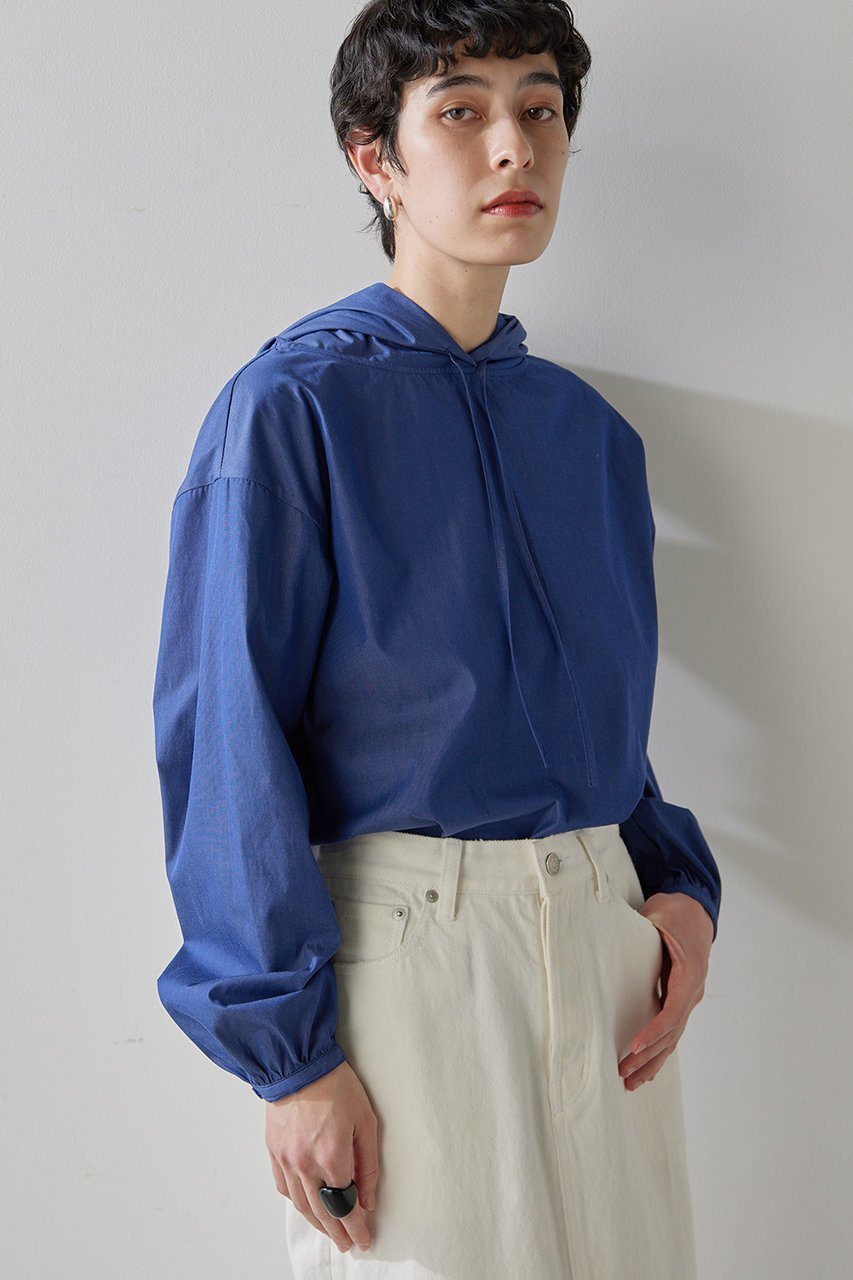 【ウィムガゼット/Whim Gazette】のフーディシャツ インテリア・キッズ・メンズ・レディースファッション・服の通販 founy(ファニー) 　ファッション　Fashion　レディースファッション　Fashion for Women　トップス・カットソー　Cut & Sew Tops　シャツ・ブラウス・オフィスカジュアル　Elegant Blouses & Button-Ups　なめらか　Smooth, Silky Texture　カットソー　Cut and Sewn Top　シンプル　Simple, Minimal　スウェット / スエット　Sweatshirt, Sweatwear　スタイリッシュ　Stylish, Fashionable　スリーブ　Sleeve, Long Sleeve / Short Sleeve　ロング　Long, Long-Length　インディゴブルー|ID: prp329100004353752 ipo3291000000032855580