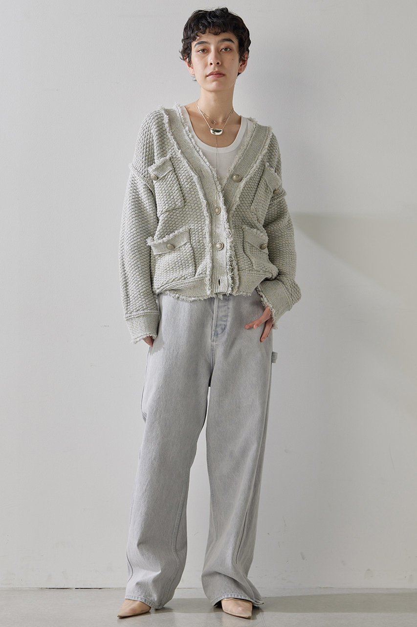 【ウィムガゼット/Whim Gazette】のTWEEDYニットジャケット2 人気、トレンドファッション・服の通販 founy(ファニー) 　ファッション　Fashion　レディースファッション　Fashion for Women　アウター　Coat / Outerwear Collection　レディースジャケット・軽アウター　Jackets　アクリル　Acrylic Material　カーディガン　Cardigan, Knitwear　クール　Cool, Chic　ジャケット　Jacket, Outerwear　ツイード　Twill, Twill Weave　フリンジ　Fringe, Tassel　ミックス　Mix, Mixed Style　メタル　Metal, Metal Parts　春　Spring　羽織　Haori, Light Jacket　鹿の子　Piqué, Kanoko Fabric　other-2|ID: prp329100004353753 ipo3291000000035580532