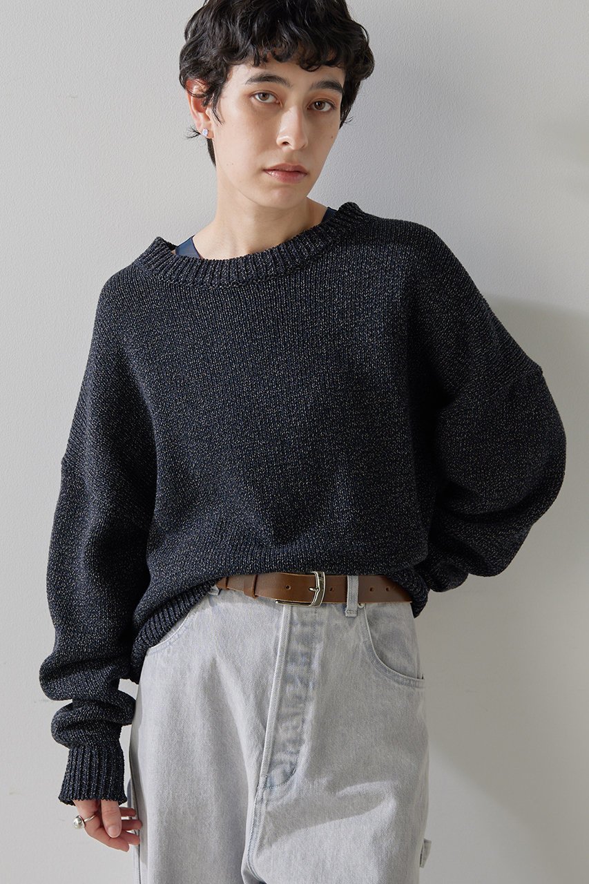 【ウィムガゼット/Whim Gazette】のローゲージプルオーバー インテリア・キッズ・メンズ・レディースファッション・服の通販 founy(ファニー) 　ファッション　Fashion　レディースファッション　Fashion for Women　トップス・カットソー　Cut & Sew Tops　ニット　Knit Tops & Sweaters　カジュアルプルオーバー・ニットトップス　Pullovers & Knit Tops / Casual Pullovers　クロップド　Cropped, Short Length　ボトム　Bottoms, Lower Wear　ミックス　Mix, Mixed Style　ワイド　Wide, Wide Fit　春　Spring　ネイビー|ID: prp329100004353754 ipo3291000000032946477