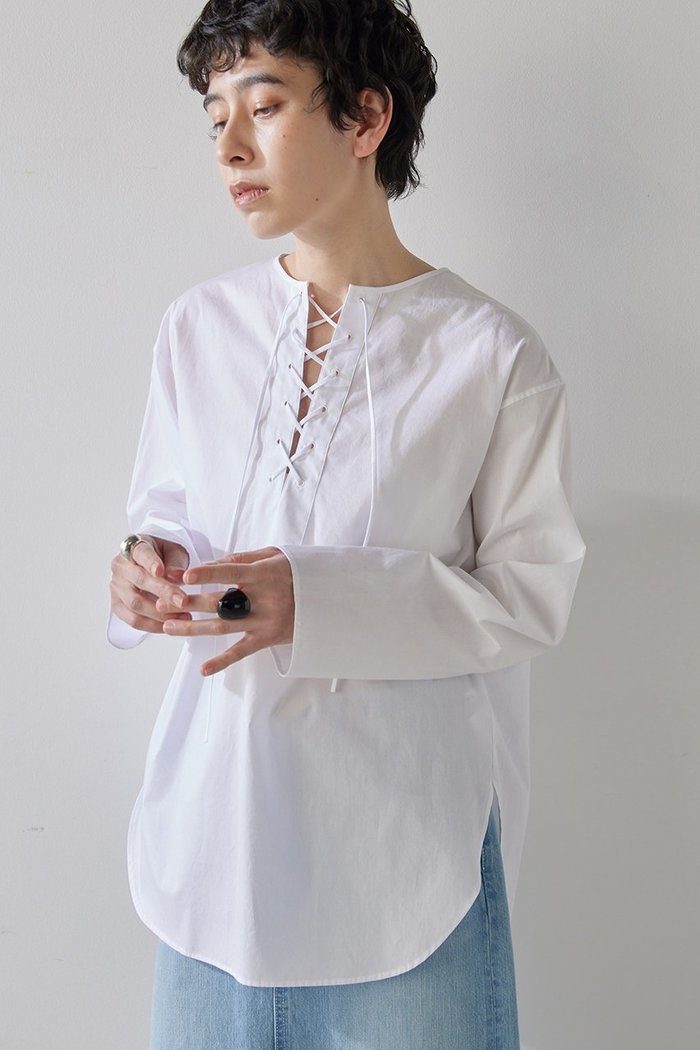 【ウィムガゼット/Whim Gazette】のレースアップブラウス インテリア・キッズ・メンズ・レディースファッション・服の通販 founy(ファニー) https://founy.com/ ファッション Fashion レディースファッション Fashion for Women トップス・カットソー Cut & Sew Tops シャツ・ブラウス・オフィスカジュアル Elegant Blouses & Button-Ups インナー Innerwear スリーブ Sleeve, Long Sleeve / Short Sleeve フロント Front, Front Design ボトム Bottoms, Lower Wear レース Lace, Lace Fabric ロング Long, Long-Length エレガント 上品 Elegant |ID: prp329100004353755 ipo3291000000032866859